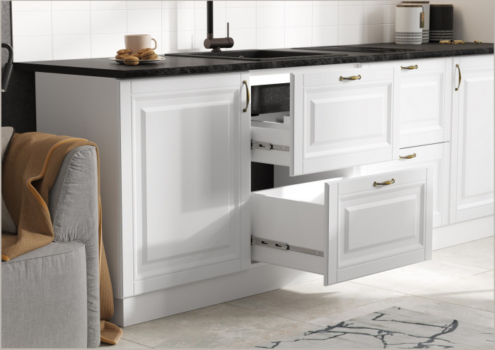 Кухня Престиж 3,0м Компановка №2 Белый/Браш Вайт/Прайм жемчуг