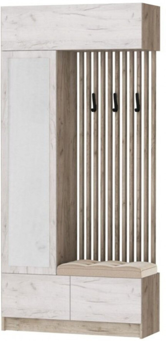 Прихожая Руэлла, композиция 2, дуб крафт серый/дуб крафт белый