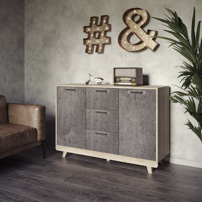 Комод "Мегаполис" КМ-15 Дуб каньон/М18 серый