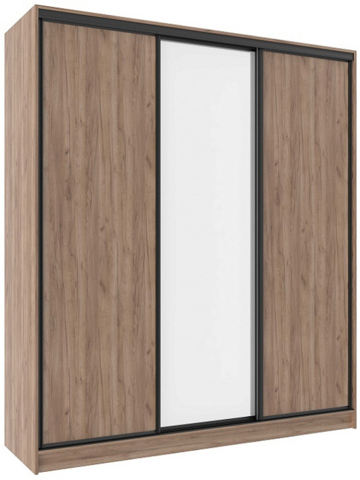 Шкаф-купе трехдверный с зеркалом 2000 Домашний Дуб табачный Craft