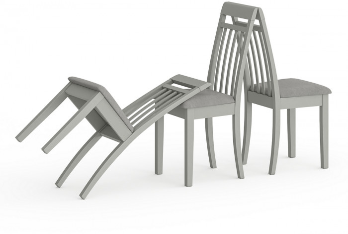 Три стула Мебель--24 Гольф-11 разборных, цвет серый, обивка ткань велюр серый 63, ШхГхВ 40х40х100 см., от пола до верха сиденья 47 см.