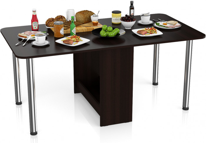 Стол-книжка обеденный МД-СО-04, венге/ножки хром