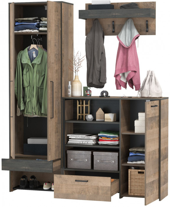 Трувор Прихожая 201, дуб гранж песочный/интра