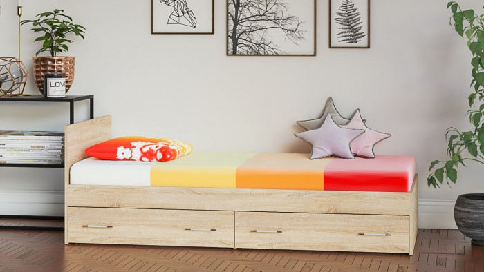 Мори Кровать с ящиками 0900, дуб сонома