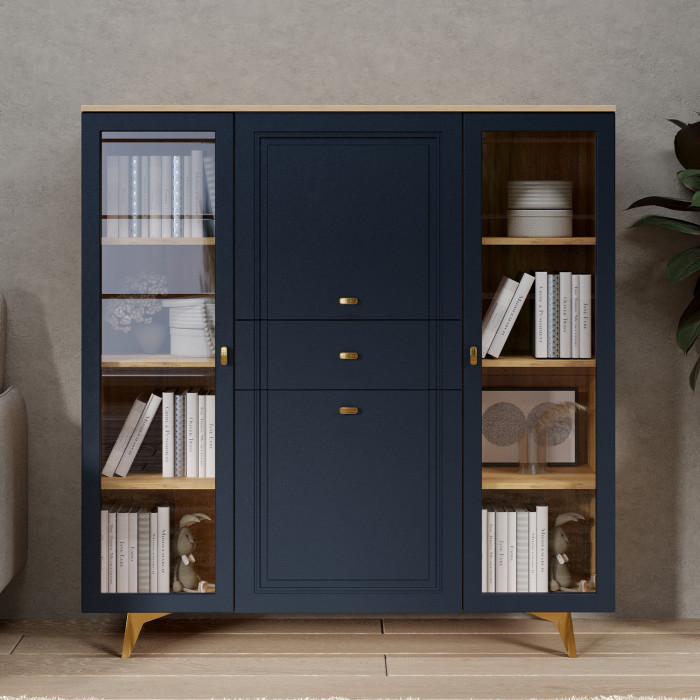 Шкаф низкий (2 стеклодвери) Вега Сапфир