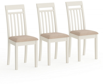 Три стула Мебель--24 Гольф-11 разборных, цвет слоновая кость, обивка ткань велюр бежевый 05, ШхГхВ 40х40х100 см., от пола до верха сиденья 47 см.