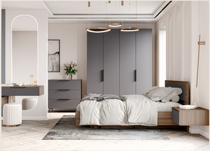 Модульная спальня Роза комп.3, Орех Франклин карамель/Белый софт