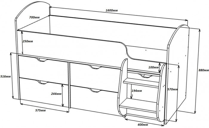 Кровать-чердак Малыш 7 (Винтерберг/Лайм)