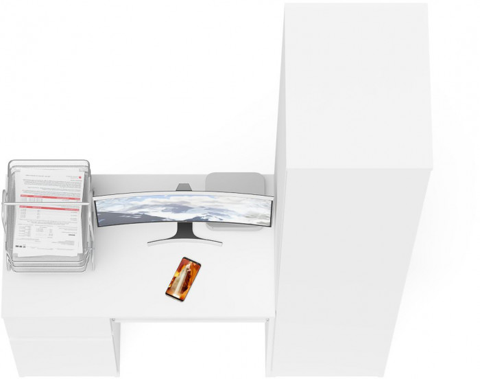 Мори Стол компьютерный МС-1 левый + Пенал МШ400.1, цвет белый, ШхГхВ 130,4х50,4х209,6 см., выдвижной ящик слева, НЕ универсальная сборка