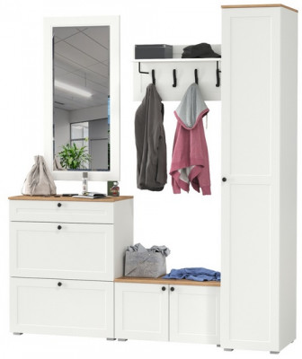 Остин Прихожая 45, белый шагрень/дуб крафт золотой