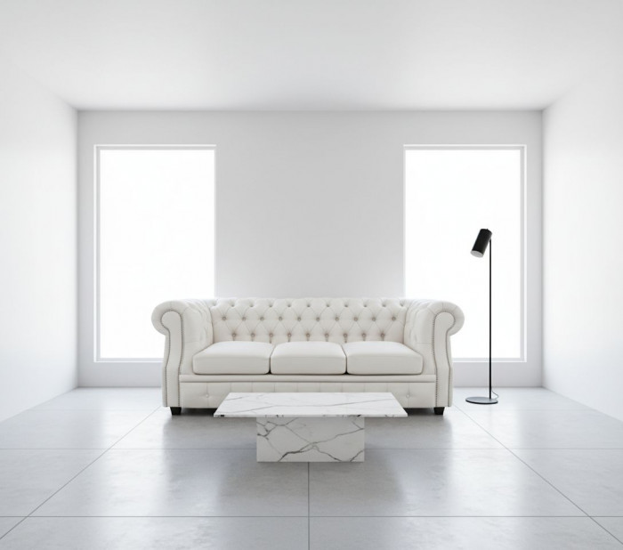 Диван офисный Честер ЛОФТ 3-х местный, экокожа белый