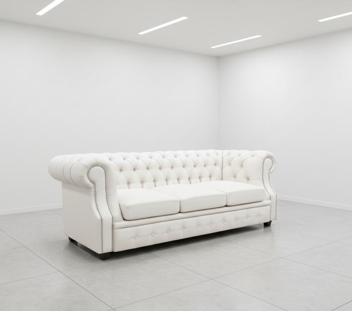 Диван офисный Честер ЛОФТ 3-х местный, экокожа белый