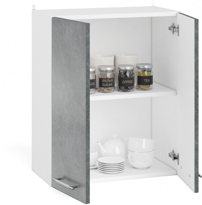 Кухня Мебель--24 ШВ600 Шкаф 60 см., корпус белый/фасад МДФ бетон лофт графит