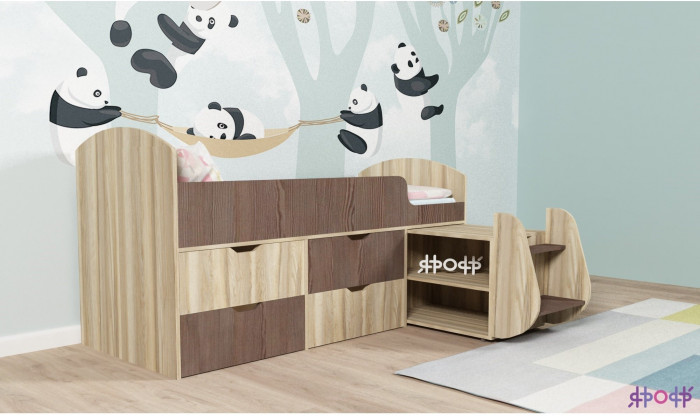 Кровать-чердак Малыш 7 (Белое дерево/Белое дерево)