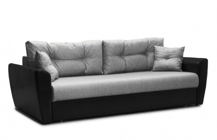 Диван-еврокнижка Амстердам 140, рогожка/экокожа серая