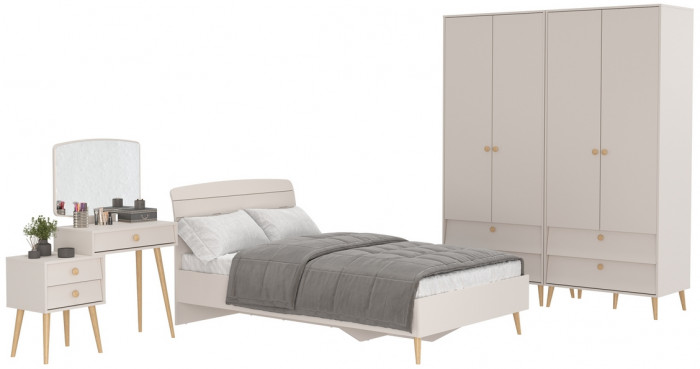 Афина Спальня 17-1200, цвет кашемир серый, сп.м. 1200х2000 мм., б/м, основание есть - фанера