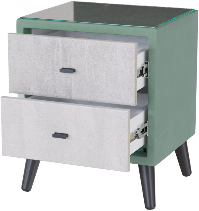 Тумба прикроватная интерьерная Ланс мятный/мдф холст белый