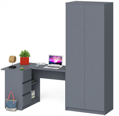 Мори компьютерный стол МС-16 левый + Шкаф МШ800.1, графит
