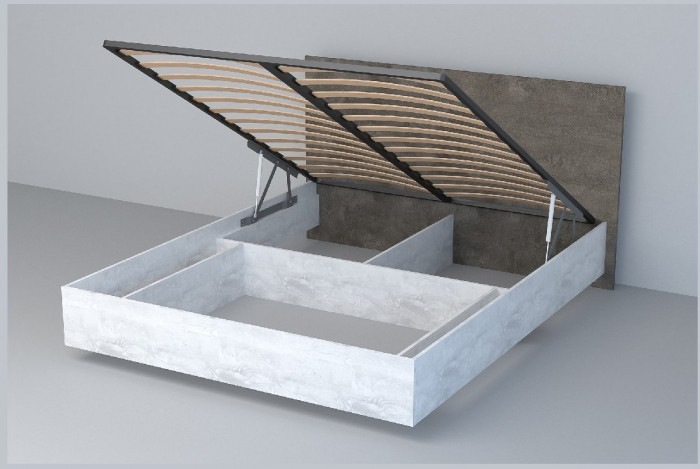 Кровать 1,4 арт.031 (ЛДСП) ПМ. (Бетон Светлый/Белый Глянец)