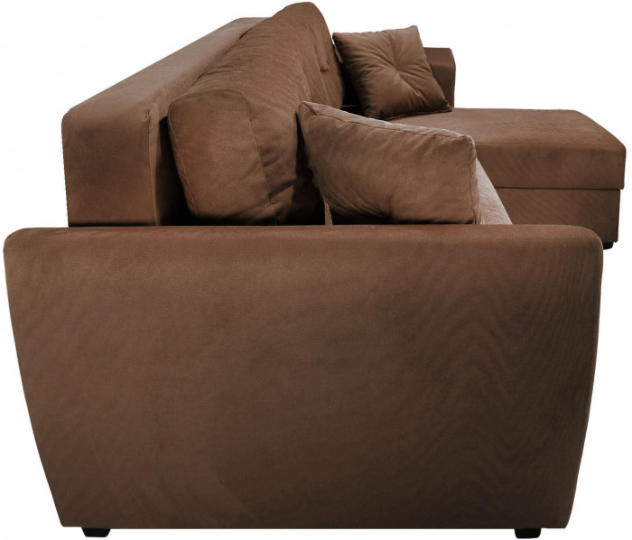 Диван-кровать угловой Амстердам Люкс, 160х200, еврокнижка, независимый пружинный блок, велюр, коричневый