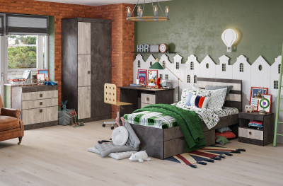 Набор мебели для детской "Лондон" - Оникс/Бетон пайн светлый