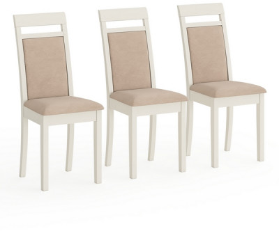 Три стула Мебель--24 Гольф-12 разборных, цвет слоновая кость, обивка ткань велюр бежевый 05, 40х40х100 см., от пола до верха сиденья 47 см.(мягк сп)