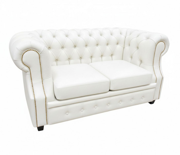 Диван офисный Честер ЛОФТ 2-х местный, экокожа белый