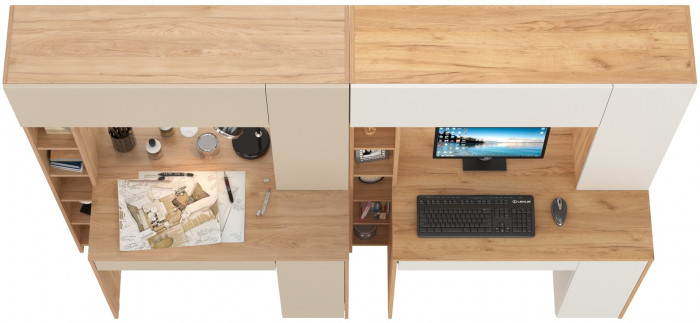 Два стола компьютерных Комфорт 12.71, гикори рокфорд натуральный/сатин/дуб золотой/белый