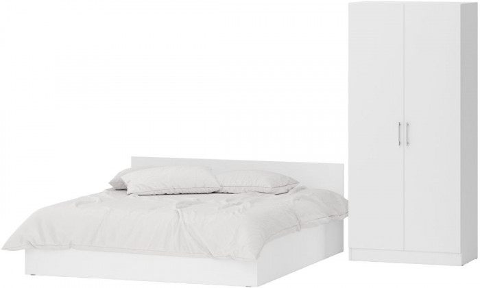Кровать с ящиками 1800 + Шкаф 2-х створчатый Стандарт, белый