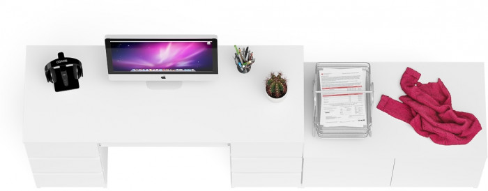 Мори компьютерный стол МС-2 + Тумба МА900.1, белый