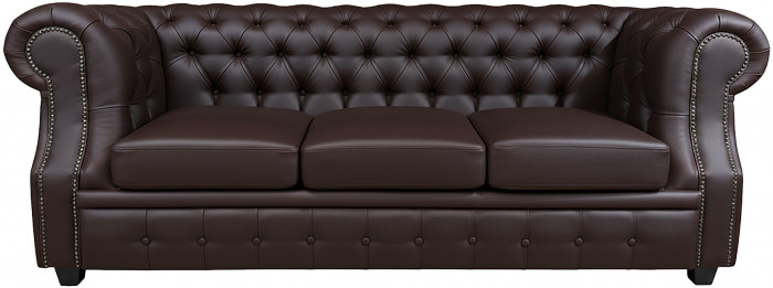 Диван офисный Честер ЛОФТ 3-х местный, экокожа коричневый