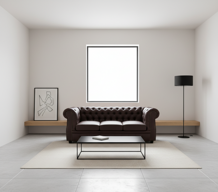 Диван офисный Честер ЛОФТ 3-х местный, экокожа коричневый