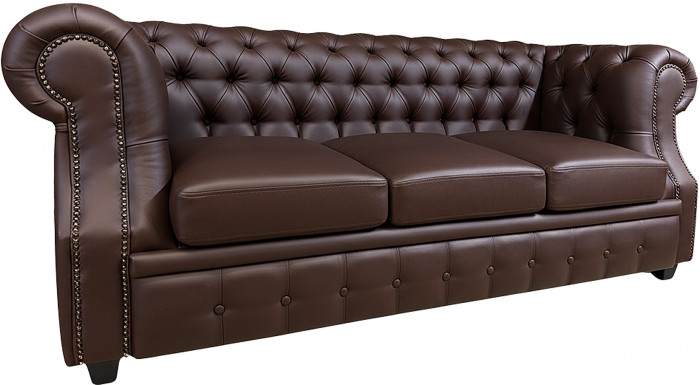 Диван офисный Честер ЛОФТ 3-х местный, экокожа коричневый