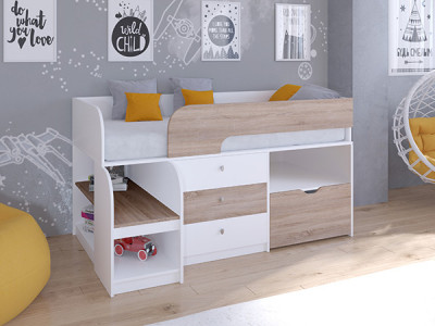 Кровать чердак Астра 9 V5 Белый/Сонома