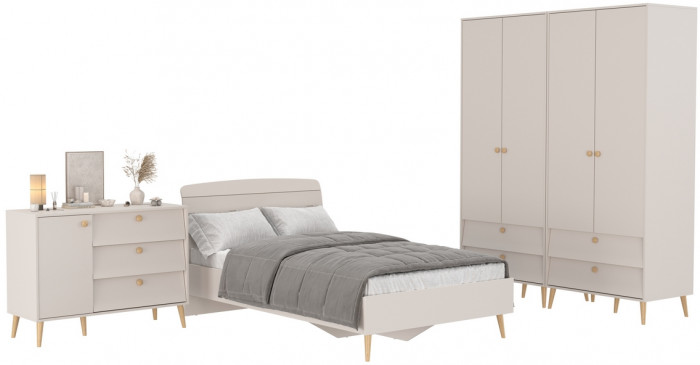 Афина Спальня 18-1200, цвет кашемир серый, сп.м. 1200х2000 мм., б/м, основание есть - фанера