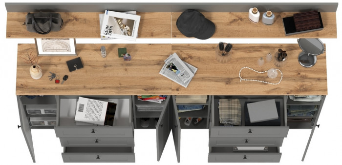 Остин Прихожая 69, цвет серый графит/дуб крафт золотой, ШхГхВ 240х41,9х160 см.