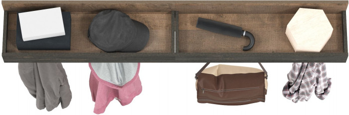 Трувор 15.04 Вешалка + 15.04 Вешалка, цвет дуб гранж песочный/интра, ШхГхВ 160х24,2х36 см.