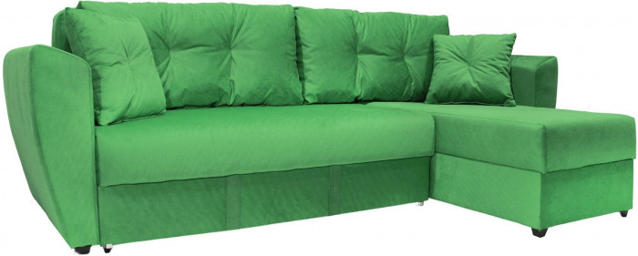 Диван-кровать угловой Амстердам Люкс, 150х200, еврокнижка, независимый пружинный блок, велюр, зеленый