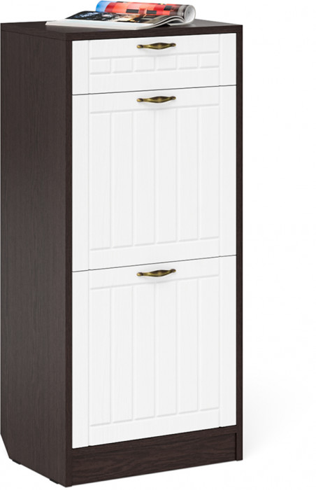 Прихожая П-6 Компоновка № 30, венге/фасады МДФ белое дерево фрезеровка прованс