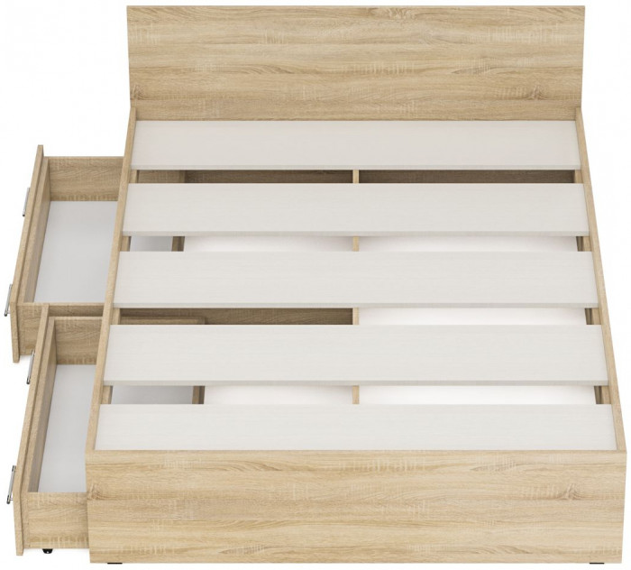 Стандарт Кровать с ящиками 1400, дуб сонома