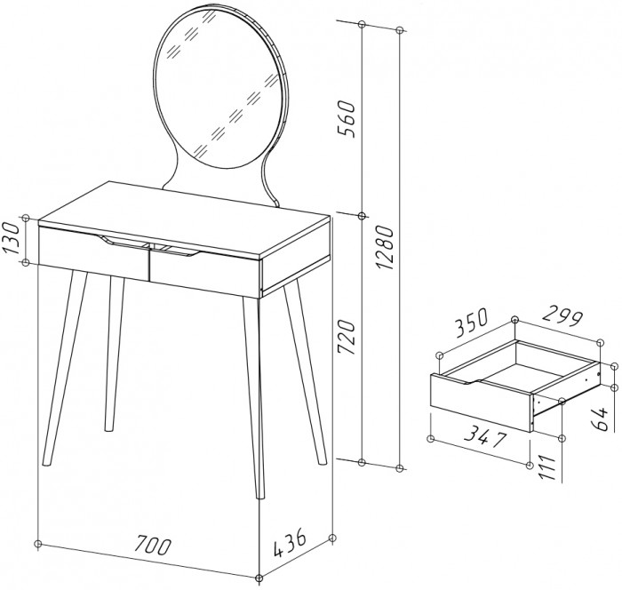 Трюмо 4-25915дкс/к.с, дуб крафт серый/кашемир серый