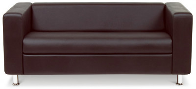 Офисный кожаный диван Клиппан 3-х местный, экокожа коричневый