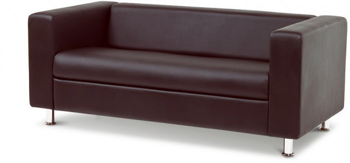 Офисный кожаный диван Клиппан 3-х местный, экокожа коричневый