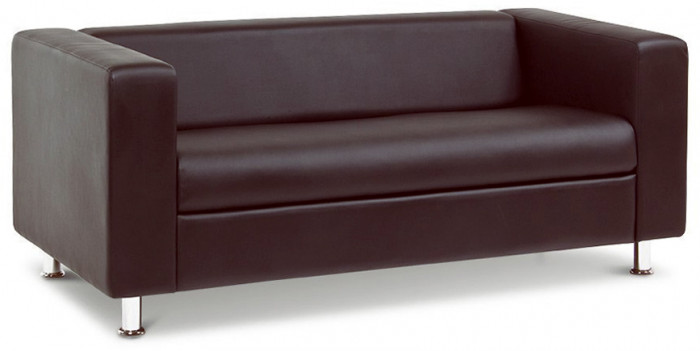 Офисный кожаный диван Клиппан 3-х местный, экокожа коричневый