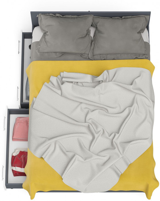 Мори Кровать с ящиками 1400, графит/белый