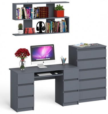 Мори компьютерный стол МС-2 + Комод МК700.5 + Полка 1200, графит