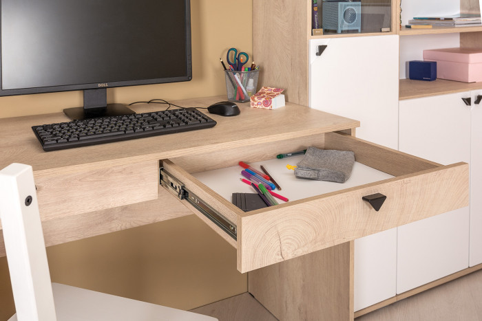 КР100 Бостон № 45, цвет дуб эндгрейн элегантный/фасады МДФ милк рикамо софт, 13.154+12.69+09.132+13.155+13.156, ШхГхВ 269,2х57,2х194,4 см., ун. сборка