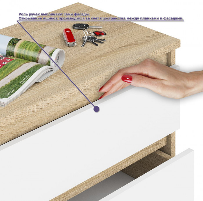 Мори компьютерный стол МС-16 правый + Комод МК800.4, дуб сонома/белый