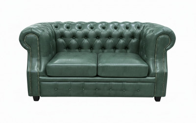 Диван офисный Честер ЛОФТ 2-х местный, экокожа зеленый