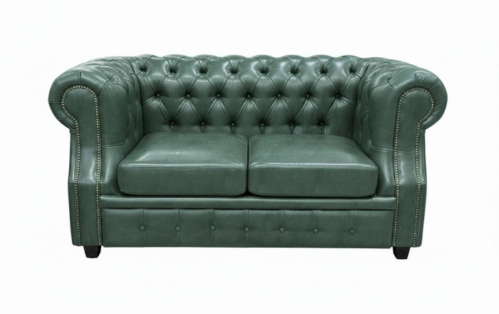 Диван офисный Честер ЛОФТ 2-х местный, экокожа зеленый